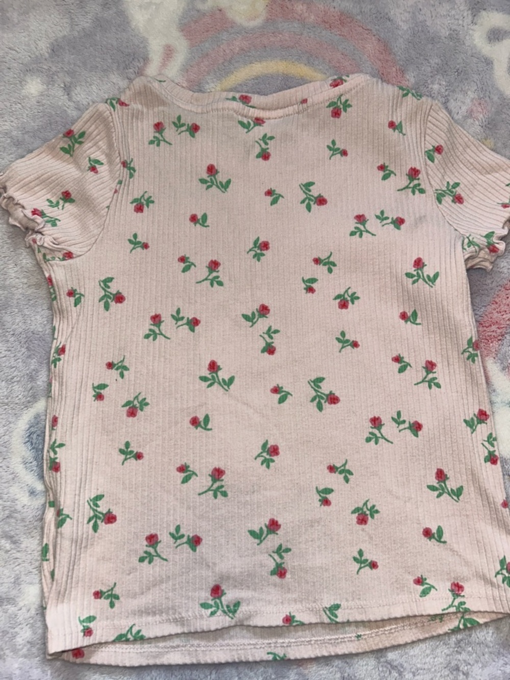 FREE‼️ Cat & Jack Cream Ribbed Tee with Pink Floral Print